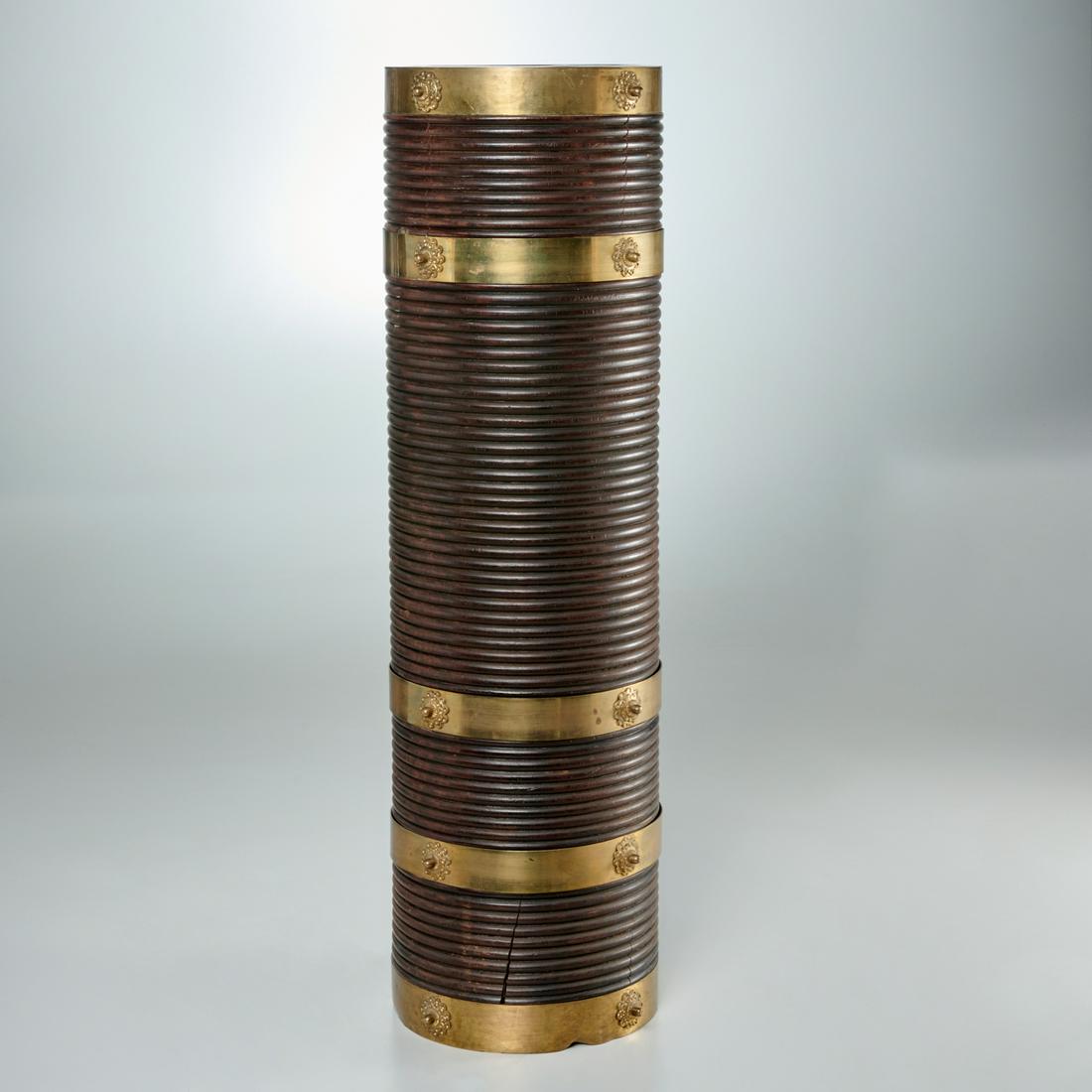 Indian brass mounted turned wood umbrella stand (1 of 6)