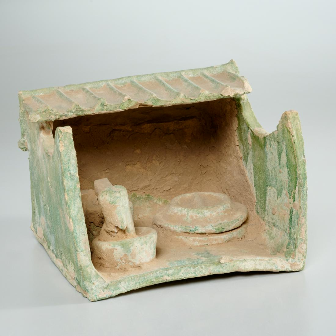 Chinese glazed pottery house or granary model (1 of 5)