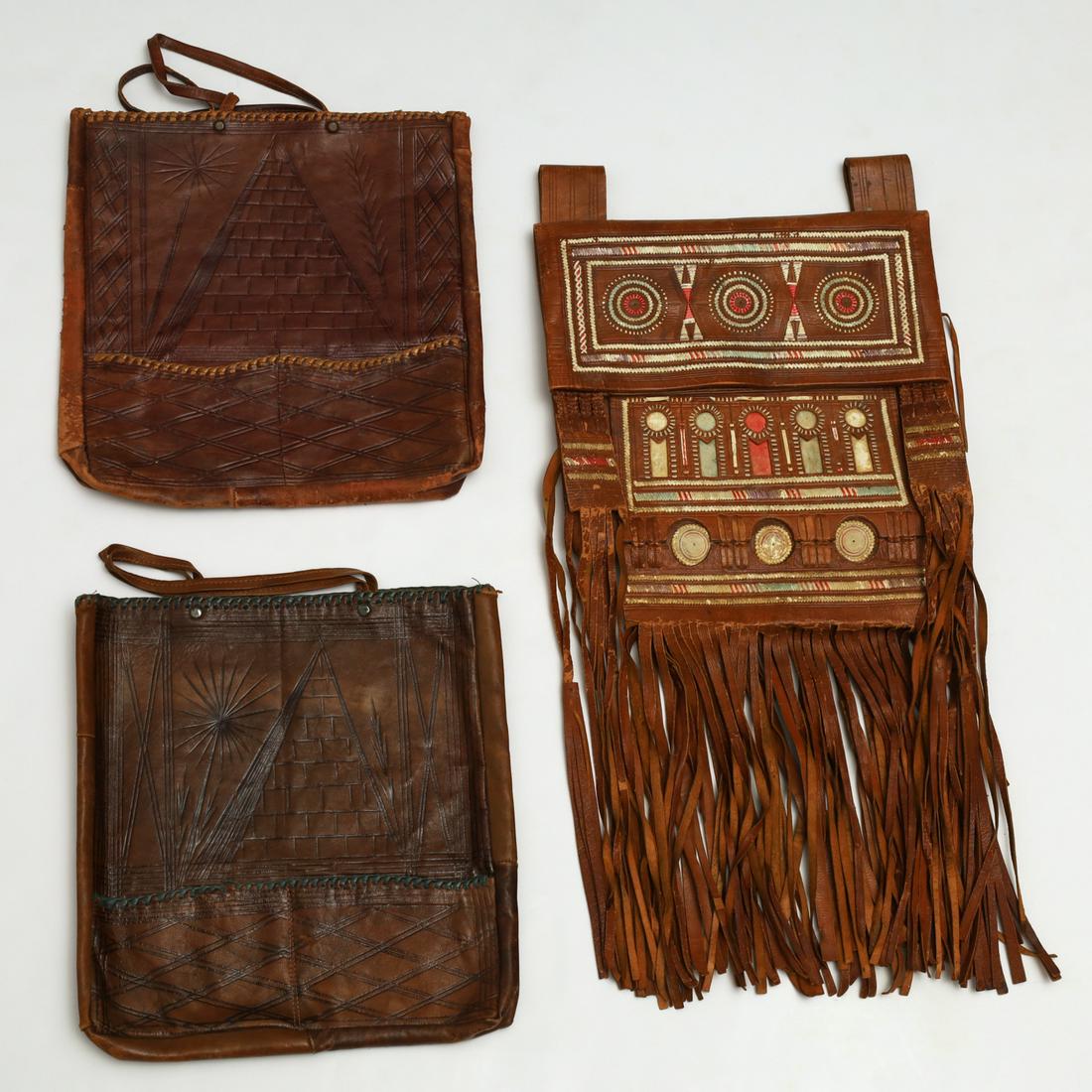 (3) North African leather bags, ex-museum (1 of 8)