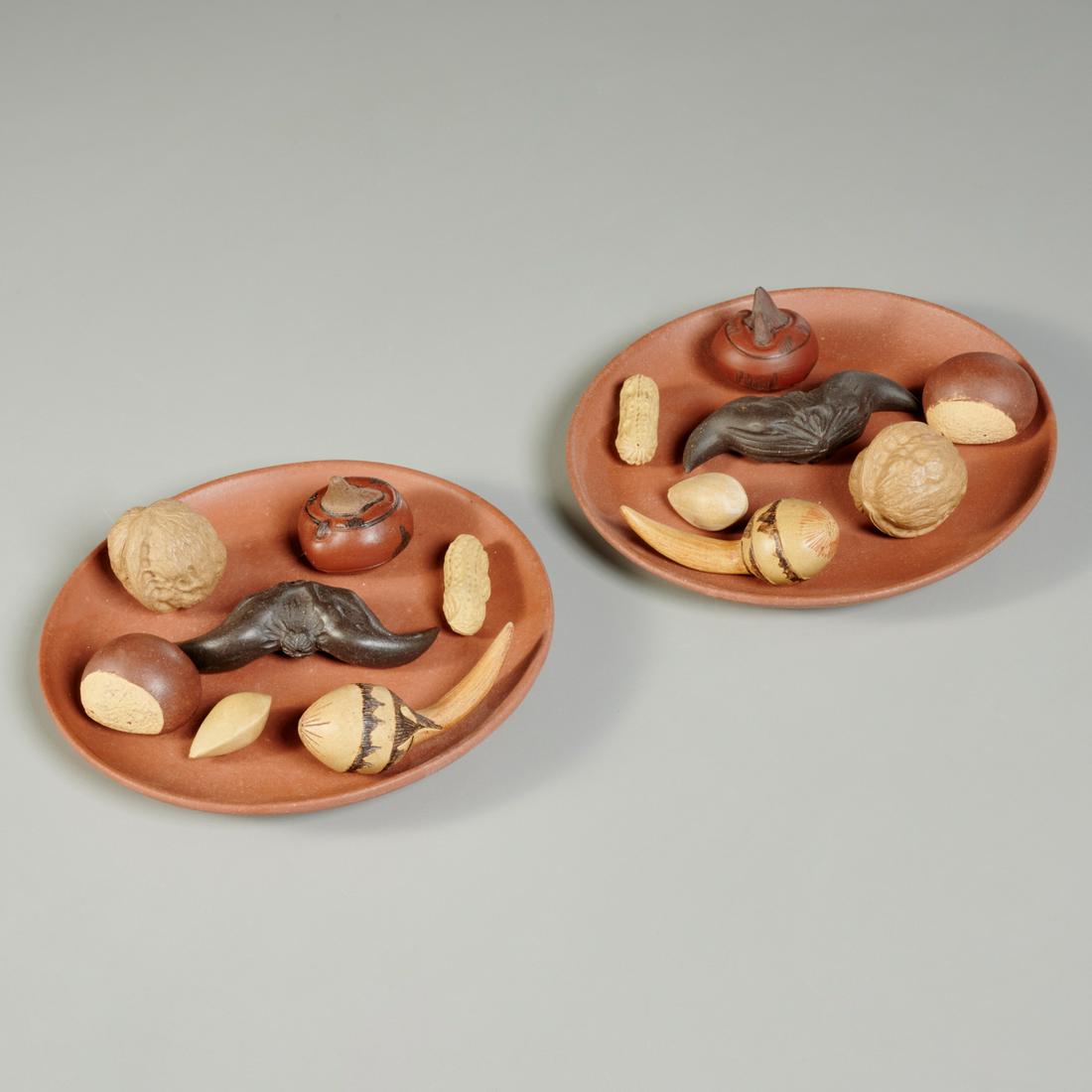 (2) Chinese Yixing nut & seed clay model sets (1 of 9)