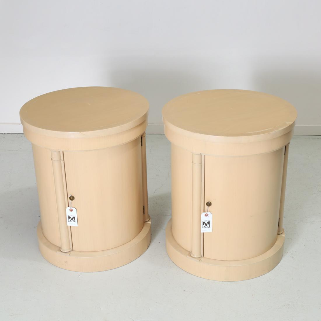 Pair Baker cylinder side table cabinets (1 of 6)