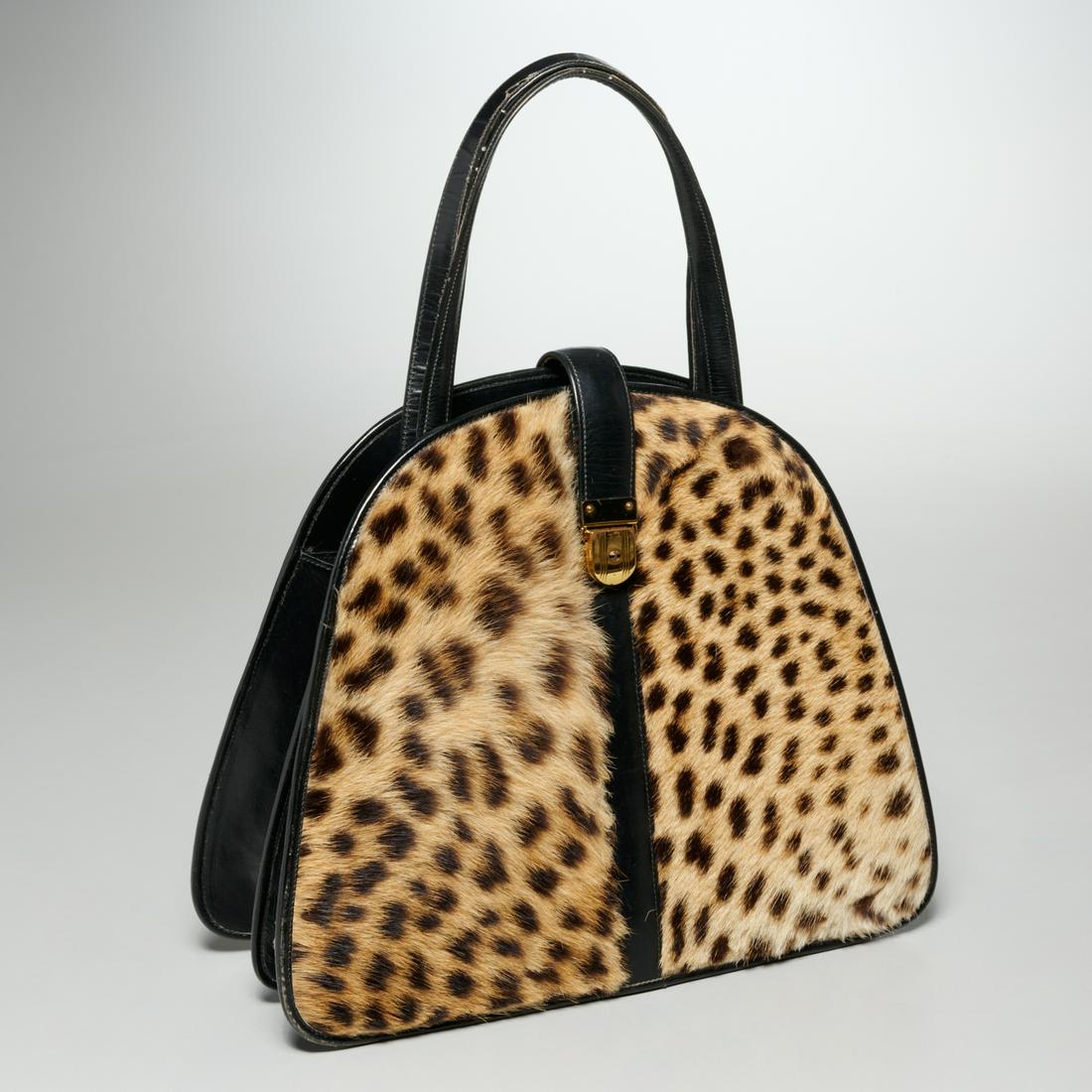 Black leather and leopard handbag (1 of 5)