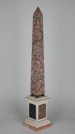 Large Italian Grand Tour specimen stone obelisk: Large Italian Grand Tour specimen stone obelisk, 19th century, 33.5"h