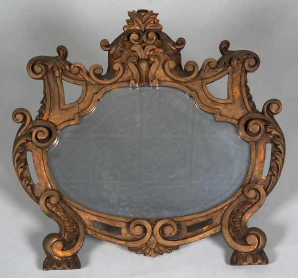 Antique Continental Baroque style giltwood wall mi: Antique Continental Baroque style giltwood wall mirror, 19th century, probably German, 24"h x 24"w Provenance: Fawn Hill Farm, Morristown, NJ
