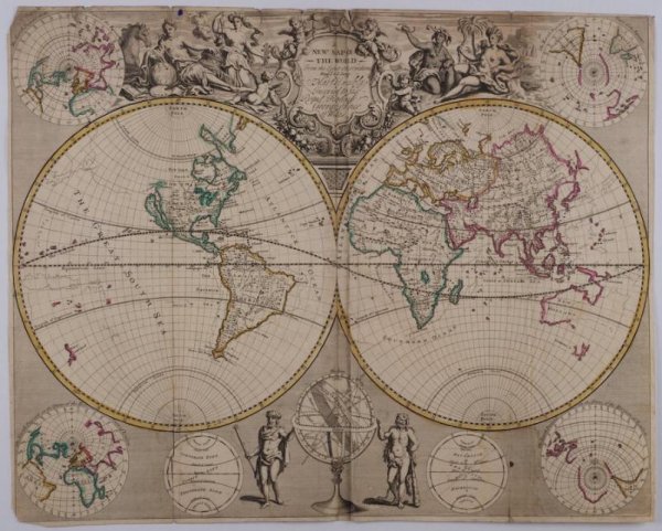 Map: Senex "A New Map of the World": Map: Senex "A New Map of the World", 18th century, 17" x 21", unframed