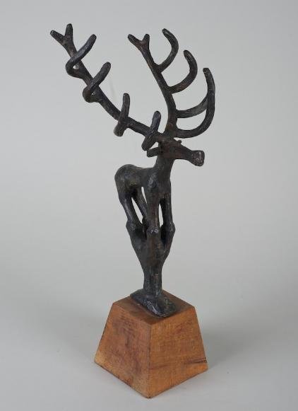 Manner of Chaim Gross, patinated bronze stag: Manner of Chaim Gross, patinated bronze stag, 20th century, 14"h (excluding base) Provenance: The Gimbel-Lebworth Collection
