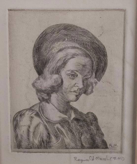 Pencil signed etching by Reginald Marsh: Pencil signed etching by Reginald Marsh, "Felicia", 13" x 8.25" (sheet), matted and unframed