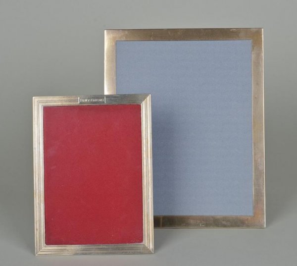 (2) Cartier sterling silver picture frames: (2) Cartier sterling silver picture frames, 20th century, larger: 10.25" x 8.25"