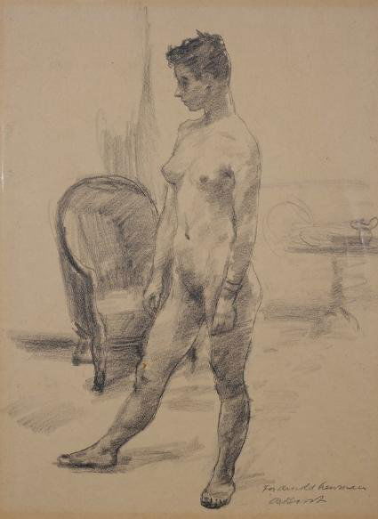 Drawing by Alexander Brook (1898-1980, American): Drawing by Alexander Brook (1898-1980, American), Nude, inscribed to Arnold Newman, largest: 15" x 11" (sight), framed Provenance: The Estate of Arnold Newman, NY