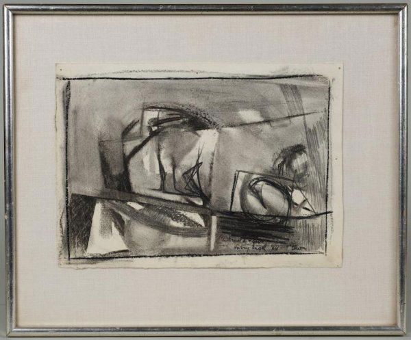 Drawing by Harry Engel (1901-1970, American): Drawing by Harry Engel (1901-1970, American), "To Arnold & Gus... '64 - P'Town", 8" x 11.25 (sheet), framed Provenance: The Estate of Arnold Newman, NY