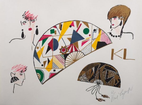 Rare signed litho by Karl Lagerfeld (b. 1939, Ger: Rare signed litho by Karl Lagerfeld (b. 1939, German), Untitled, 1962, 19" x 25.5" (sheet), unframed