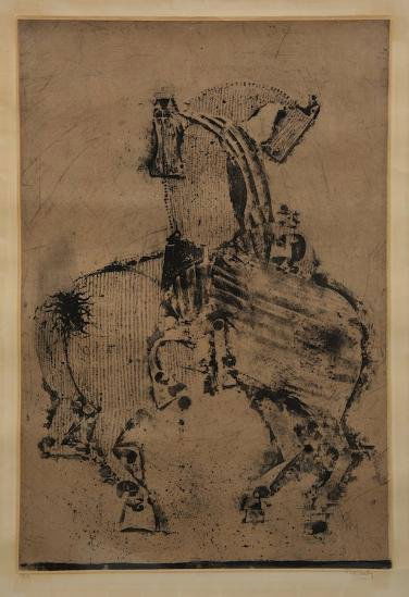 Large etching by Johnny Friedlaender (1912-1992,: Large etching by Johnny Friedlaender (1912-1992, Germ.), "Petit Bestiare", pencil signed, ed. 28/50, 30" x 21.5" (sheet), unframed