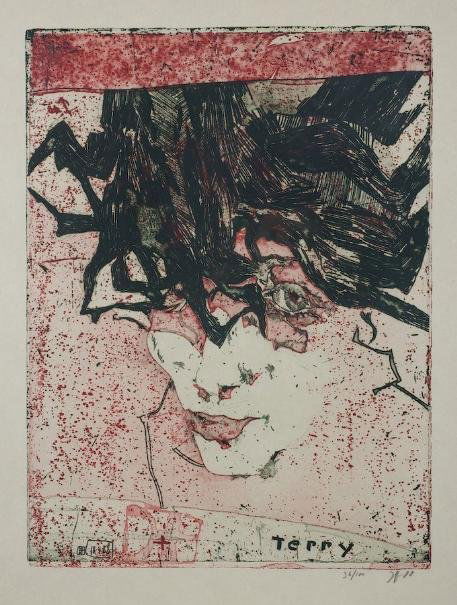 Signed etching by Horst Janssen (1929-1995, Germa: Signed etching by Horst Janssen (1929-1995, German), "Terry", 1988, larger: 20.5" x 16.75" (sight), framed Provenance: Claude Bernard Gallery, NY