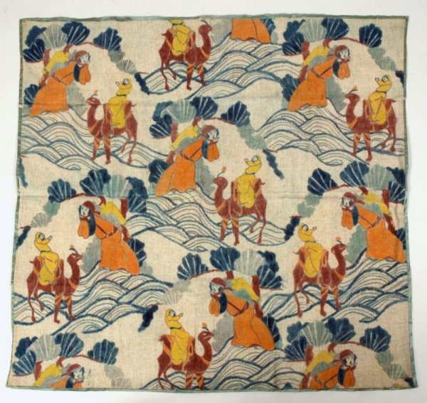 Painting attr. to Robert Winthrop Chanler (1872-1: Painting attr. to Robert Winthrop Chanler (1872-1930, Amer.), Art Deco women on camelback, watercolor on linen, unsigned, 50" squ.