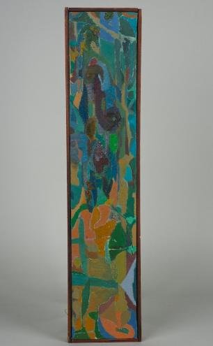 Oil painting by Irving Kriesberg (b. 1919, Americ: Oil painting by Irving Kriesberg (b. 1919, American), Abstract, unsigned, 24.5" x 5.5", framed