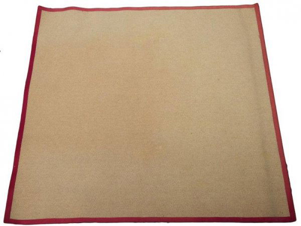 Stark carpet approx. 10' x 10': Stark carpet approx. 10' x 10', 20th century, tan with red border Provenance: Fawn Hill Farm, Morristown, NJ