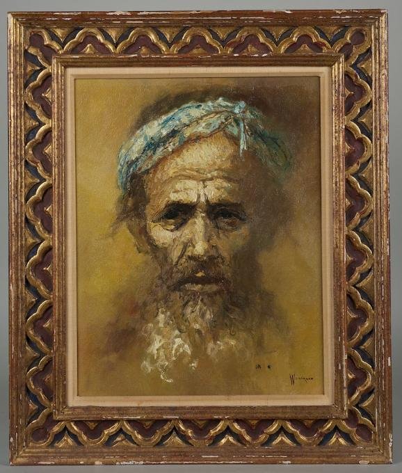 Oil painting by William Weintraub (20th c., Israe: Oil painting by William Weintraub (20th c., Israeli), Bearded man, signed, 16" x 12.5 (sight), framed Provenance: Murray Greenfield Israeli Art, NY