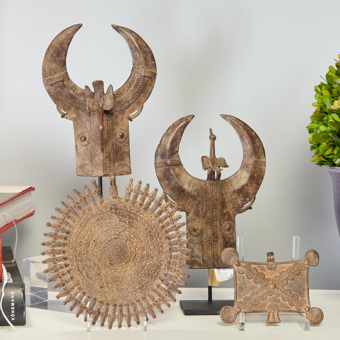 Gan Peoples, (4) large bronze pendants (1 of 6)