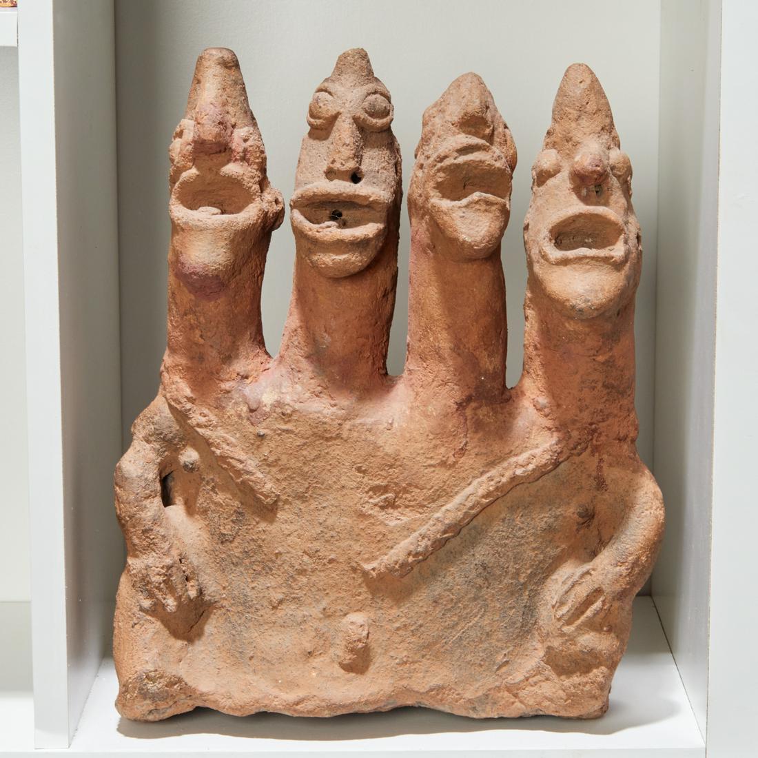 Koma-Bulsa Culture, four-Janus-headed clay figure (1 of 5)