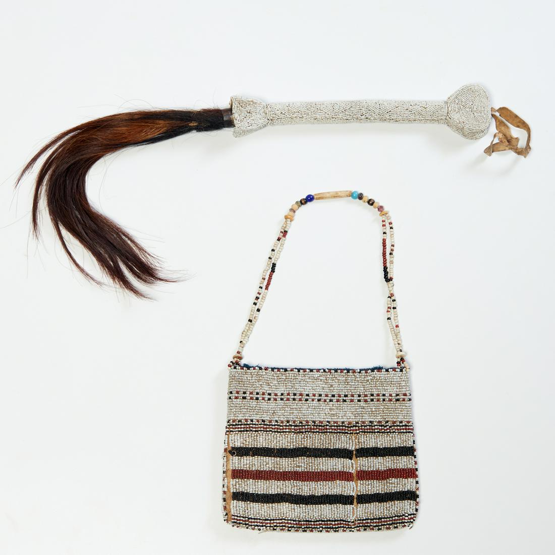 Yoruba Peoples, beaded fly whisk and bag (1 of 7)
