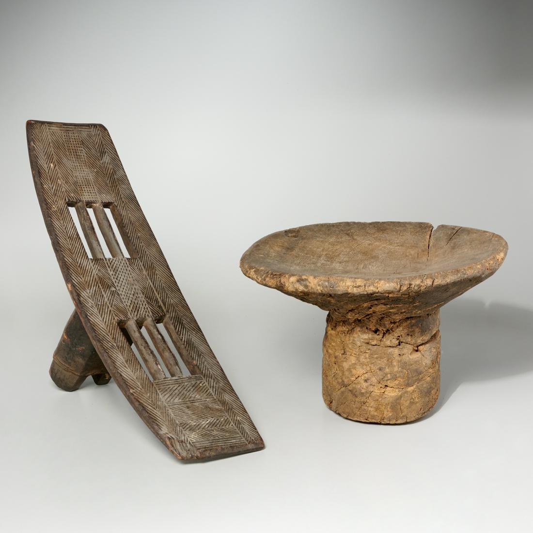 (2) African carved wood stools (1 of 5)