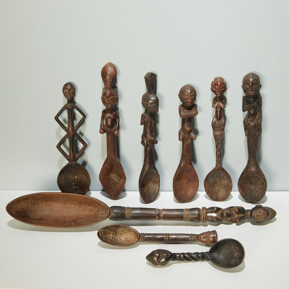 Group African carved wood spoons, various tribes (1 of 6)