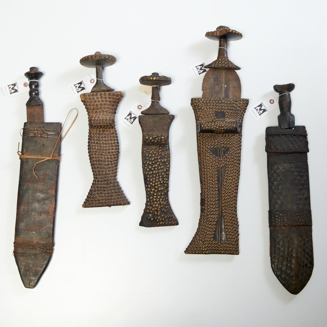 Group (5) Kuba short swords and sheaths (1 of 7)