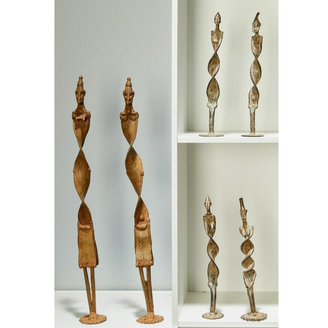 Dogon Peoples, patinated brass spiral figures (1 of 8)