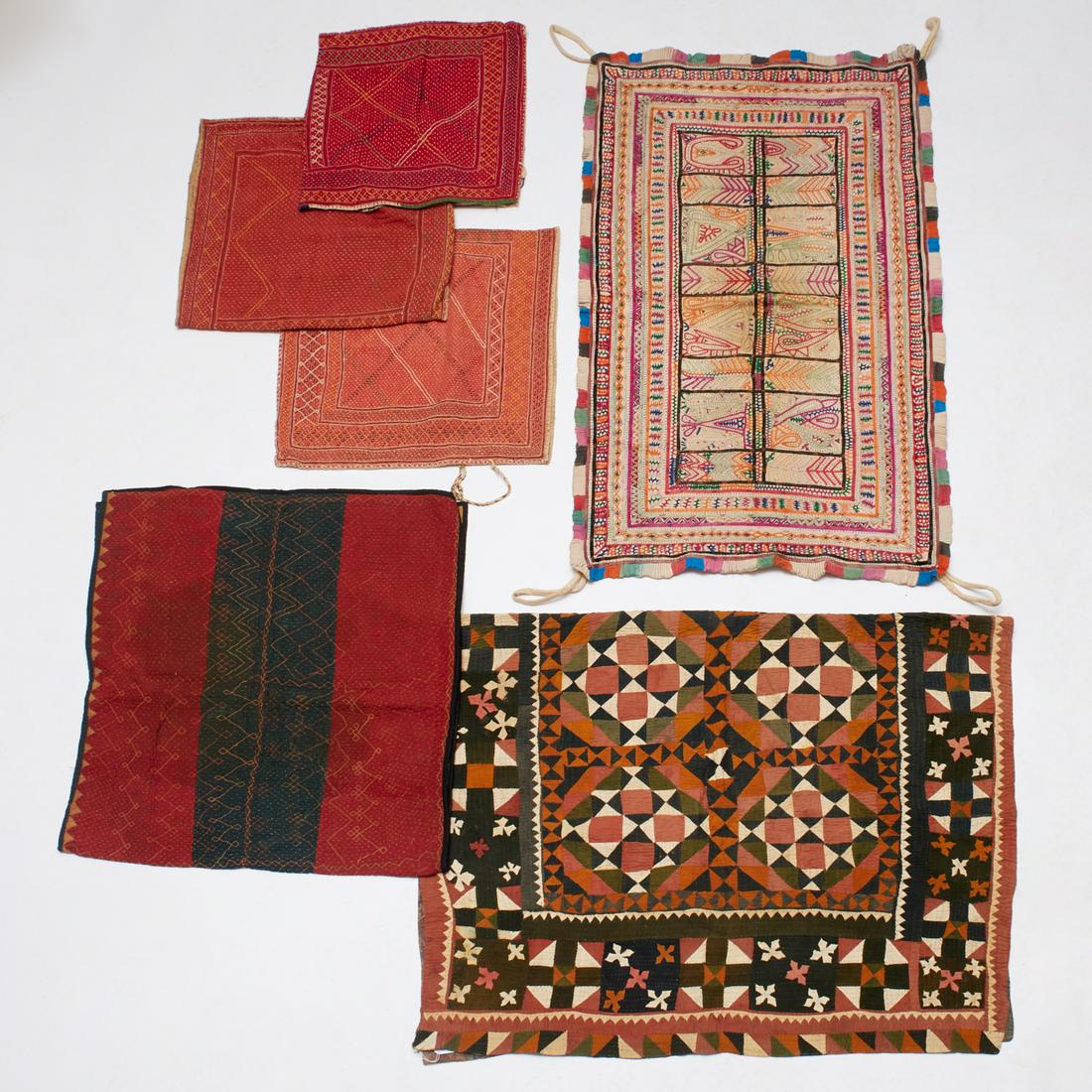 Group vintage Indian embroideries and quilts (1 of 5)