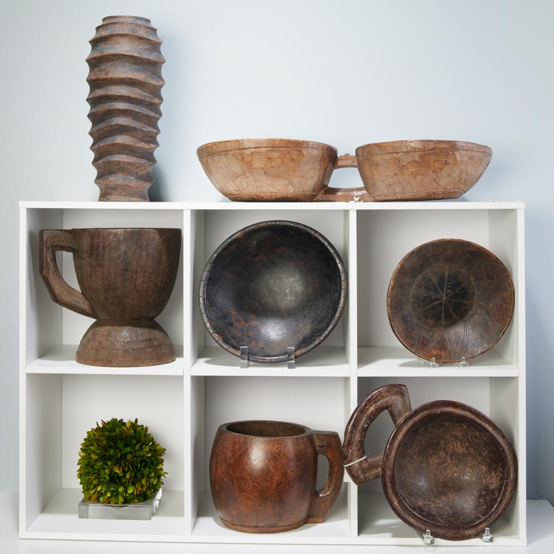 Group (7) large African carved vessels (1 of 6)