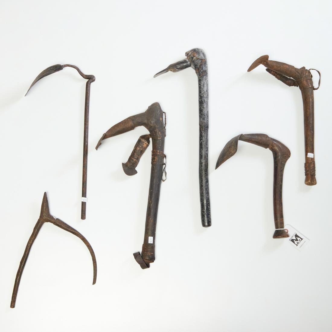 Group African wood and iron tools, incl. hoes (1 of 5)
