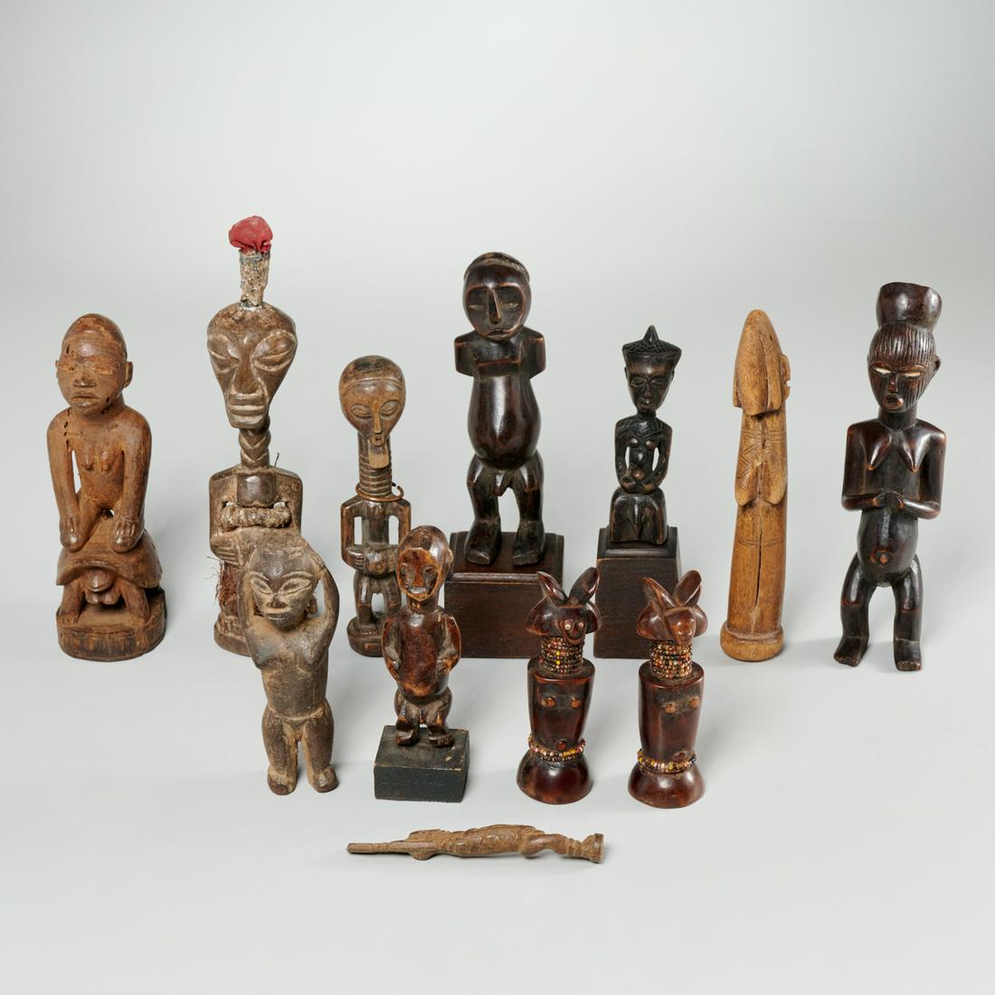 Collection (12) African style wood carvings (1 of 7)