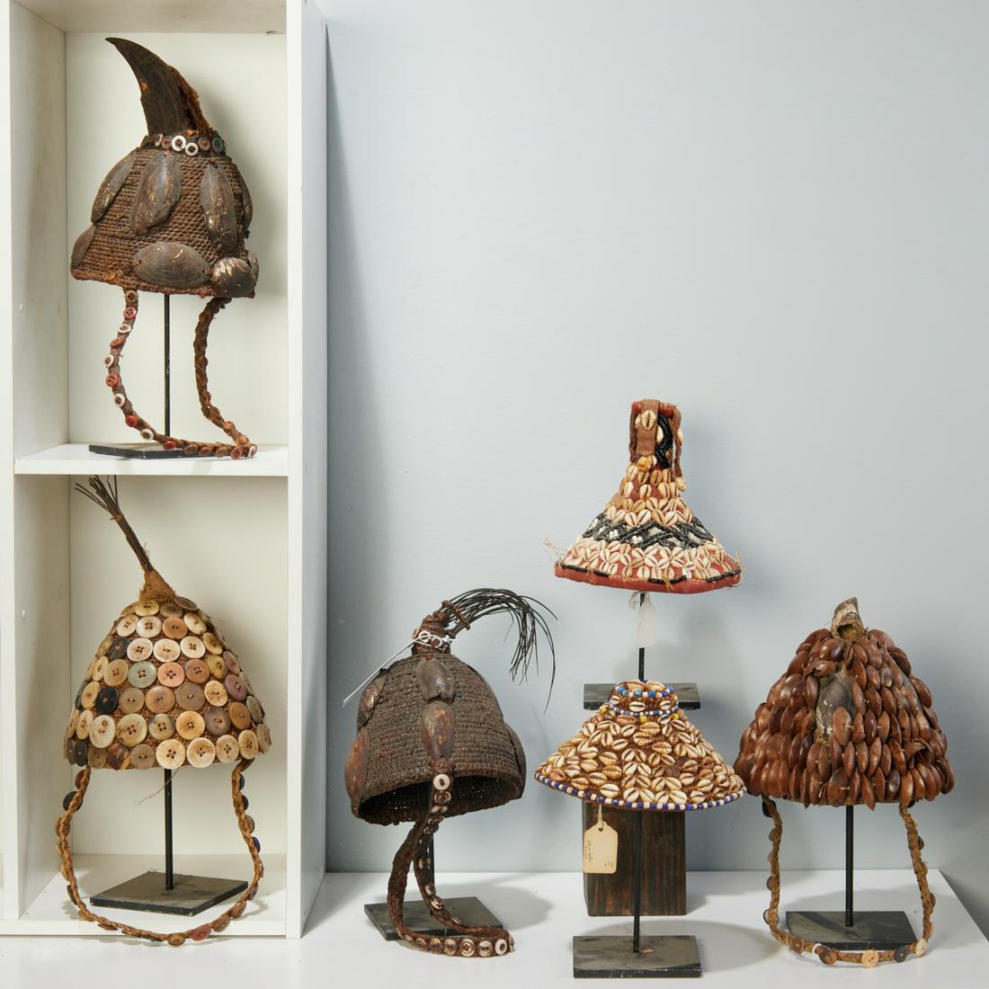 Group (6) Lega Bwami hats (1 of 6)
