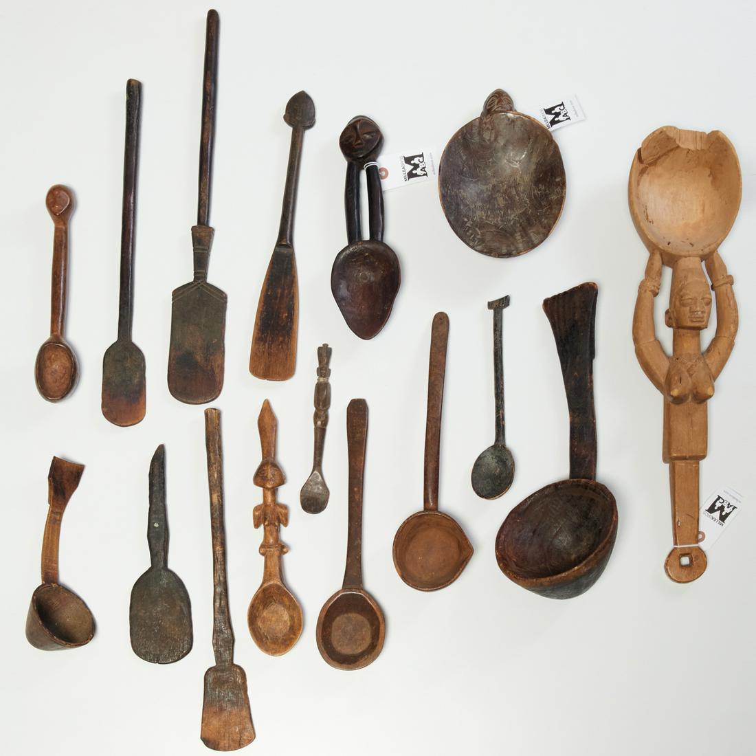 Various African Peoples, (16) wood implements (1 of 6)
