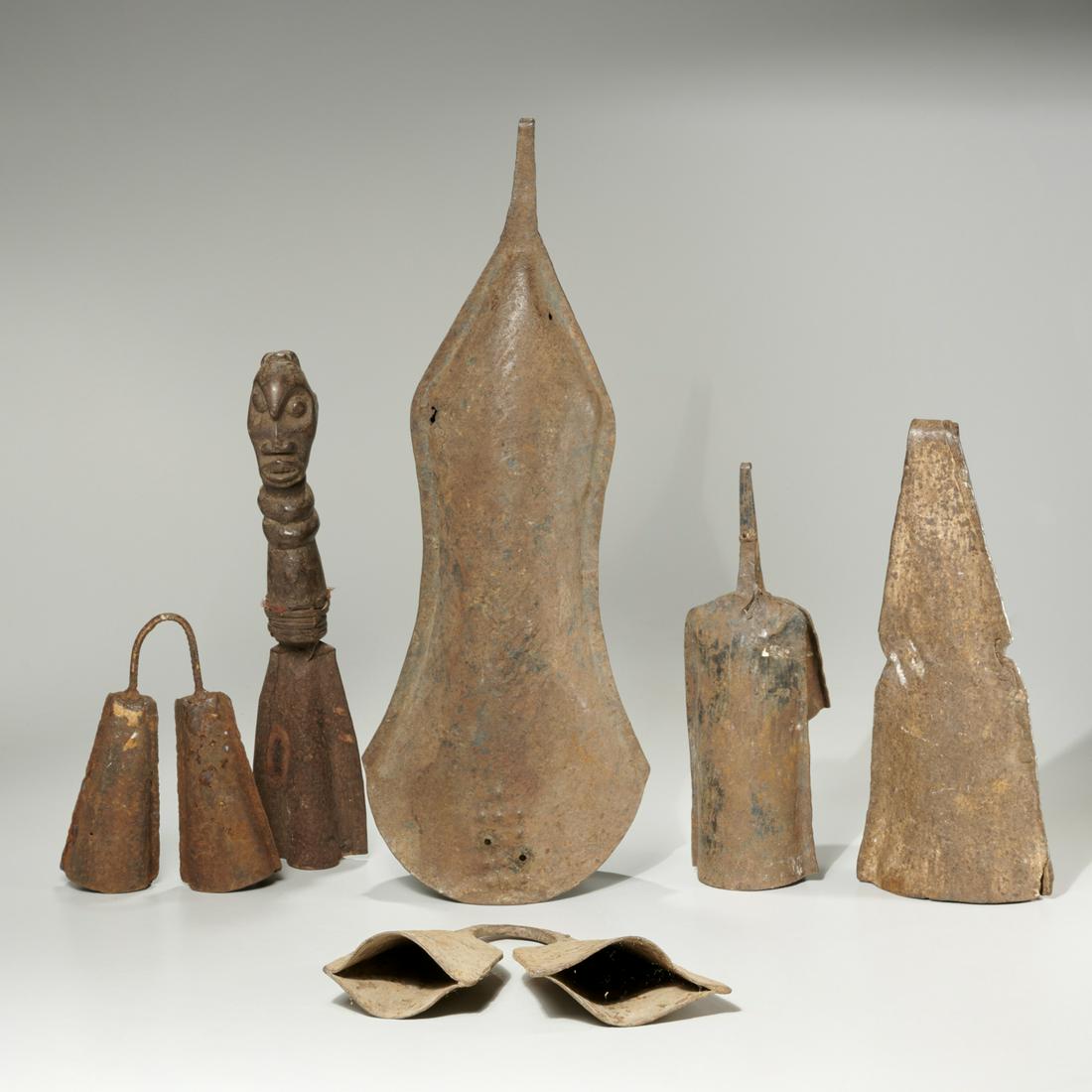 Yoruba Peoples, group currency gongs & bell (1 of 6)