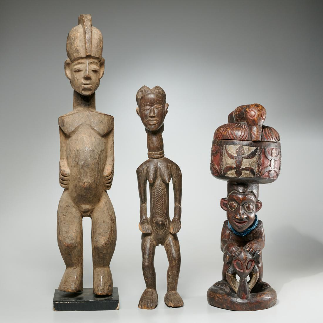 Group (3) large African carved wood figures (1 of 7)