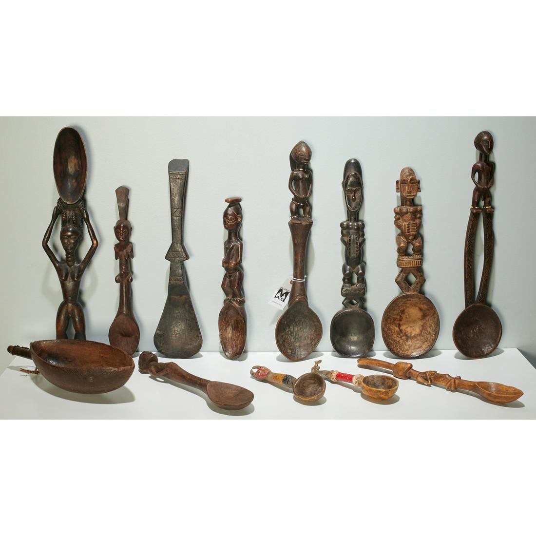 Group African carved wood spoons (1 of 8)