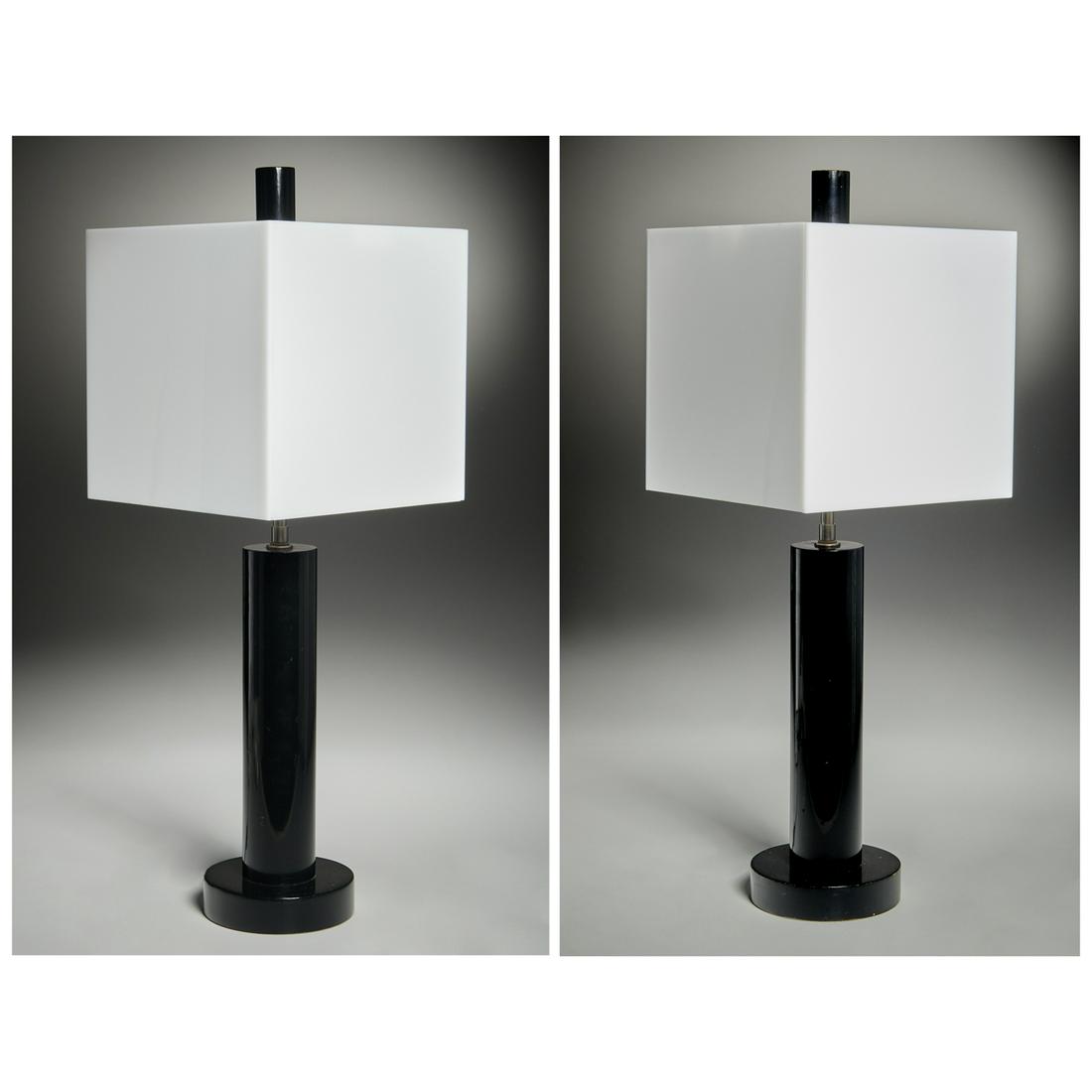 Chic pair Modern lacquer, acrylic table lamps (1 of 6)