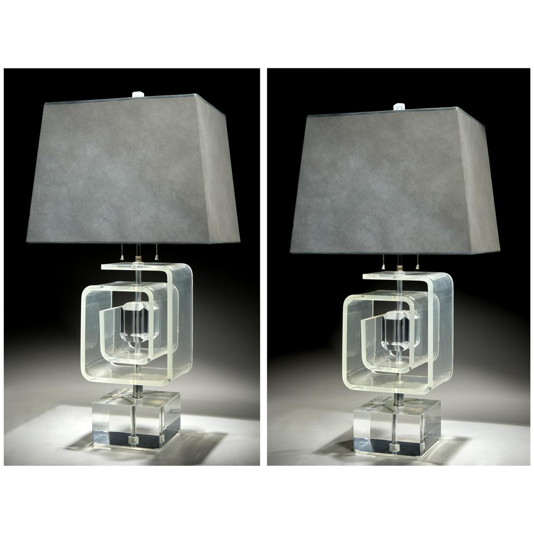 Les Prismatiques, pair Lucite table lamps (1 of 8)