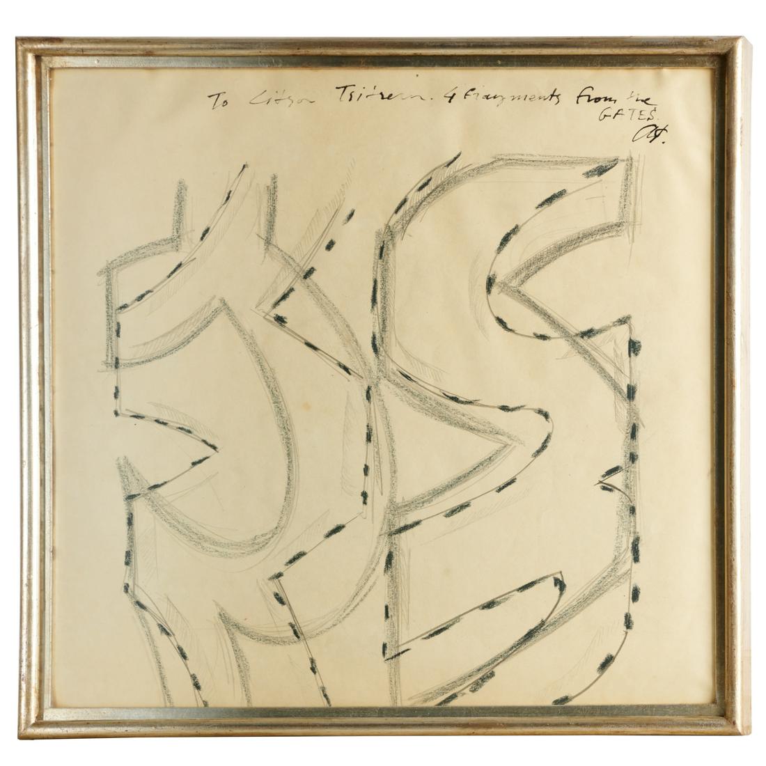 Chryssa, pencil and crayon drawing, c. 1965 (1 of 7)