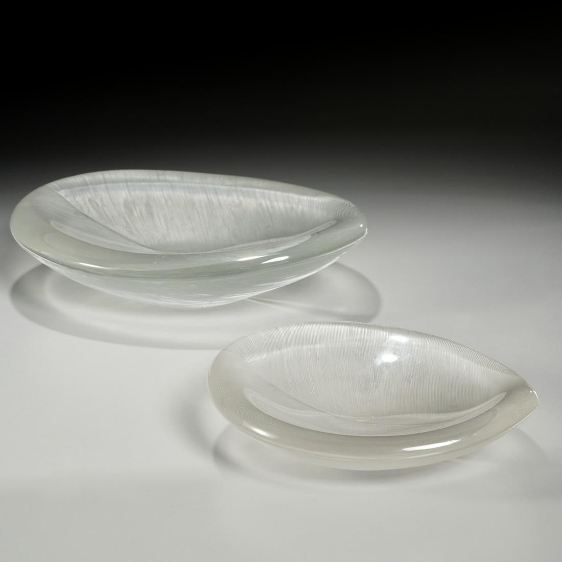 Tapio Wirkkala for Iittala, (2) glass leaf dishes (1 of 5)