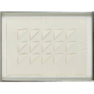 Michael Michaeledes, paper cutout, 1978: Michael Michaeledes, paper cutout, 1978, Michael Michaeledes (Cypriot/British, 1922-2015), Untitled, pencil signed, dated and inscribed along lower edge, framed under Plexiglas, 9.75"h x 11.75"h (shee