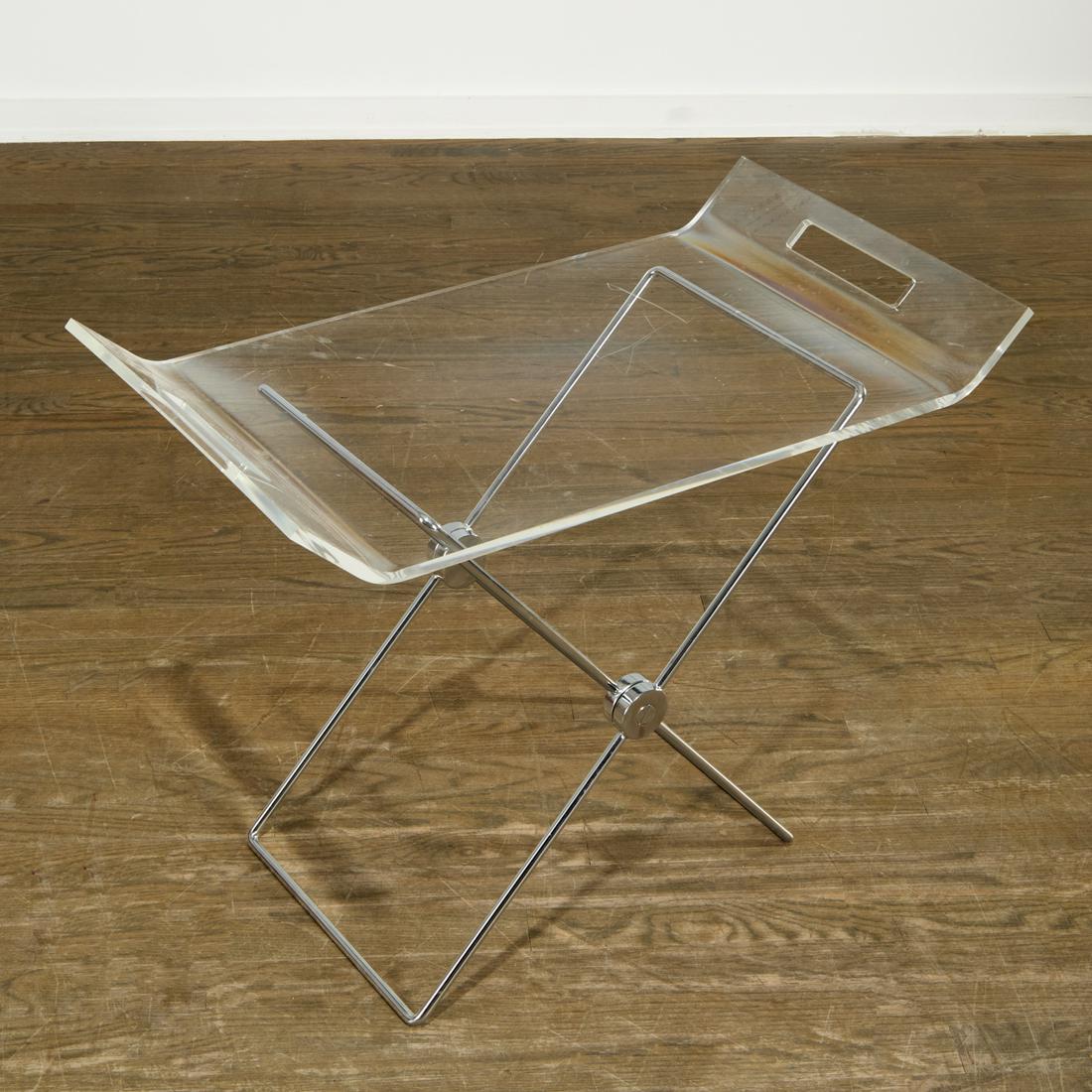 Charles Hollis Jones acrylic and chrome tray table (1 of 6)