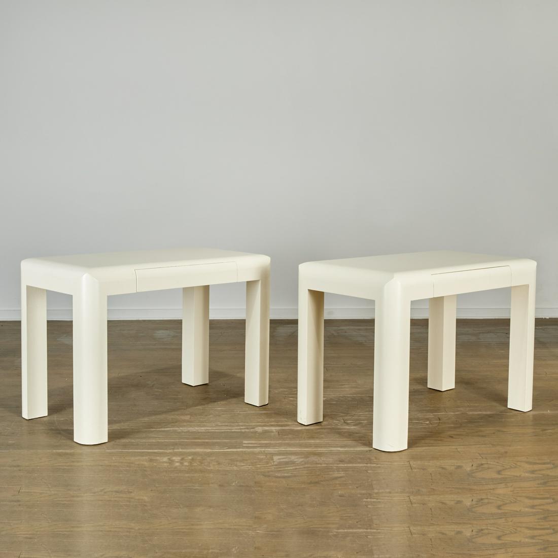 Karl Springer (style), pair linen wrapped tables (1 of 7)