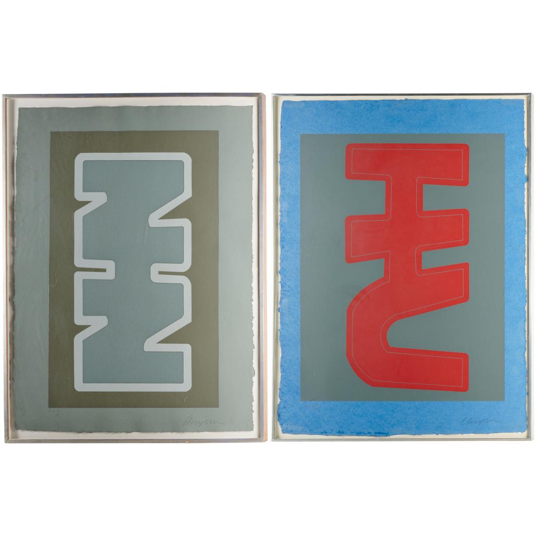 Chryssa, (2) screenprints on handmade paper, 1978 (1 of 8)