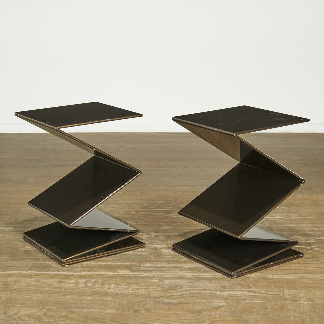Gerrit Rietveld (style), pair zigzag side tables (1 of 9)