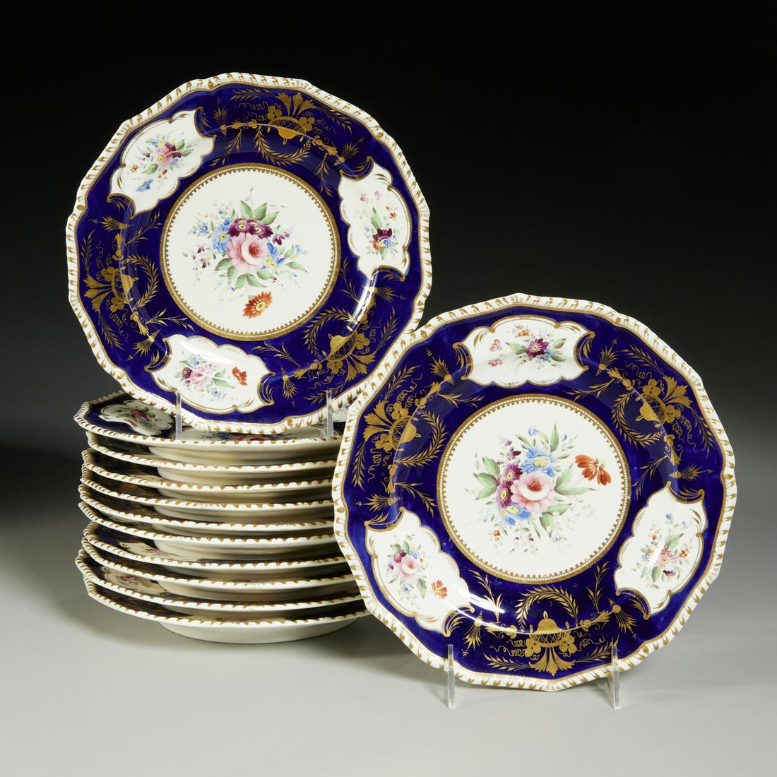 Set (12) antique Derby hand painted cabinet plates (1 of 6)