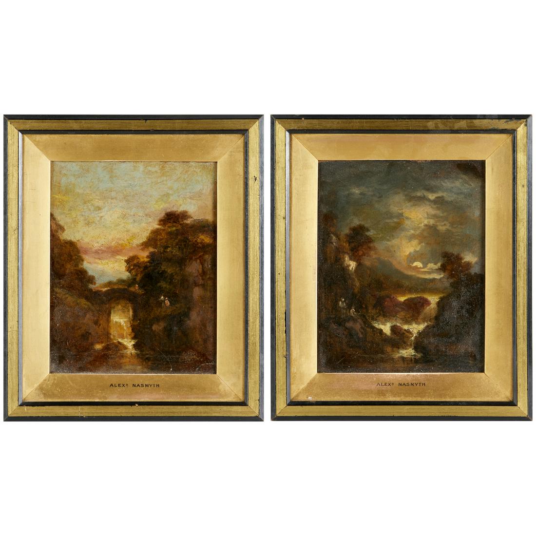 Alexander Nasmyth (attrib), pair oils on panel (1 of 8)