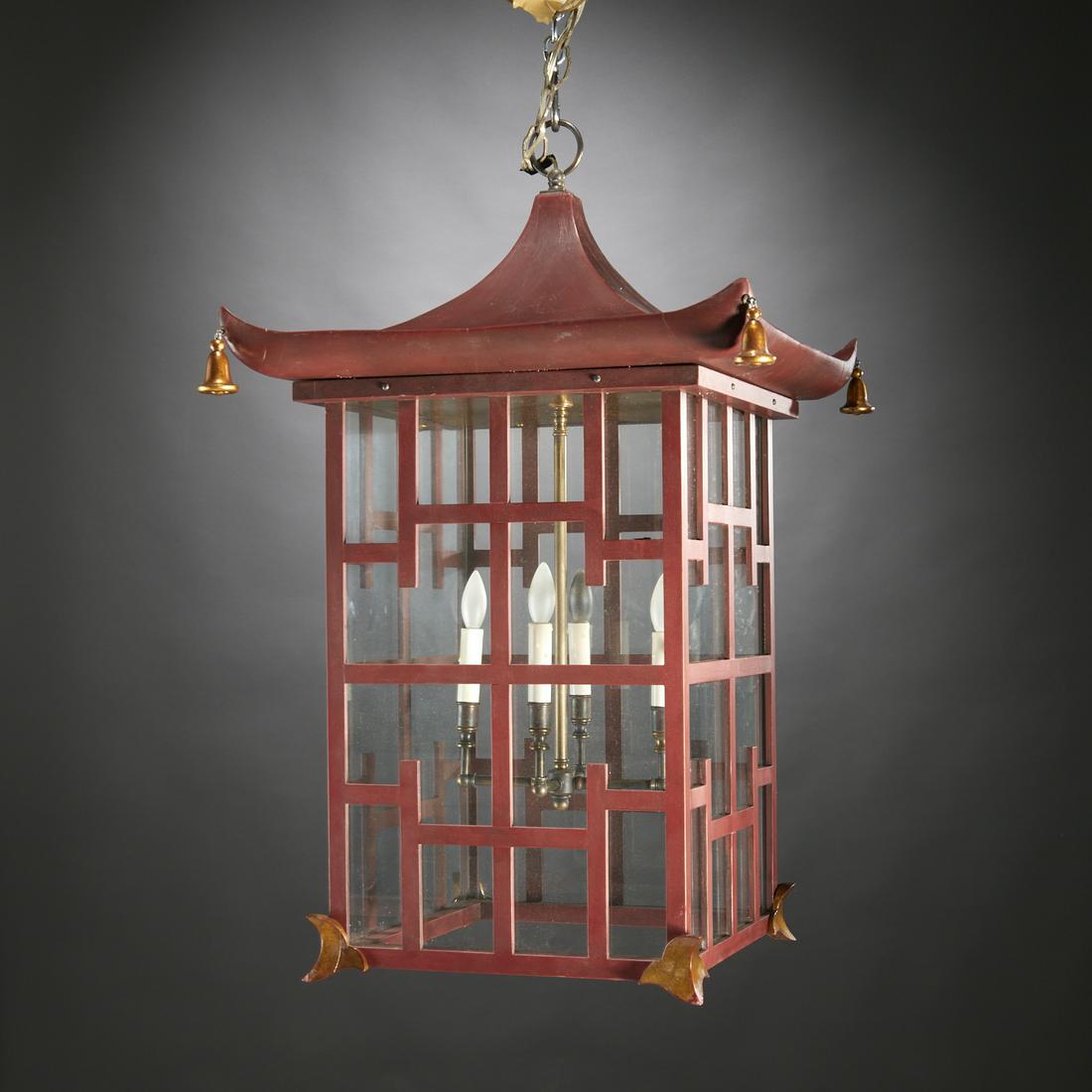 Large Chinoiserie lacquered pagoda-form lantern (1 of 5)