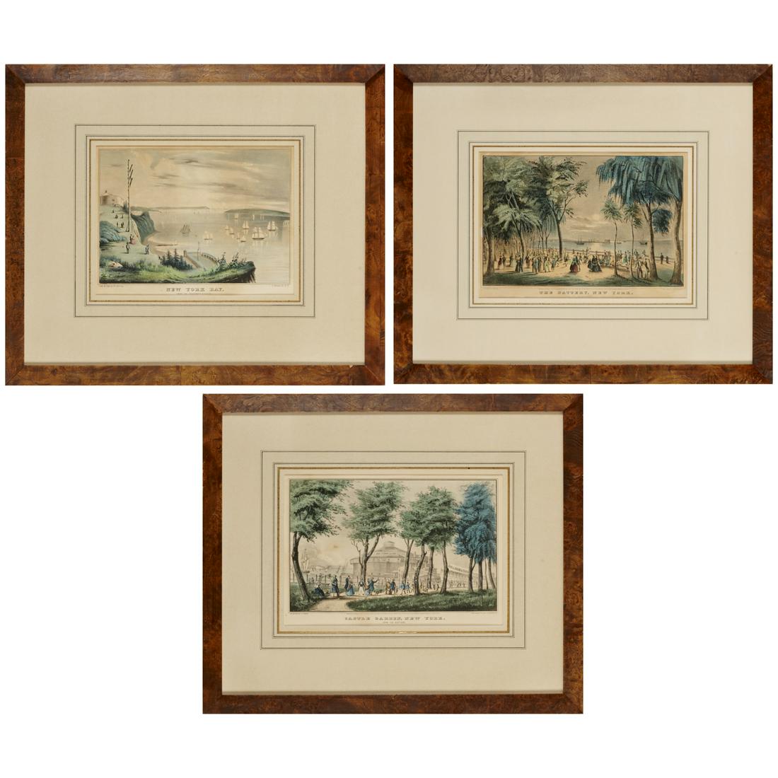 N. Currier, (3) hand-colored lithographs, c. 1850 (1 of 9)